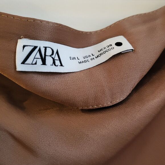 Zara Skirt Satin Slip Midi Mauve Pink L - Picture 7 of 7